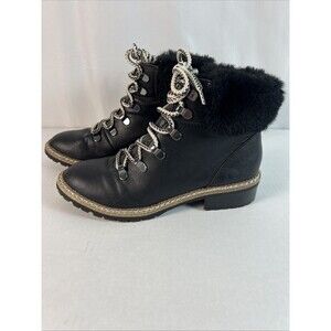 Express Hiking Boots with Faux Fur Trim Black Women’s Size 7